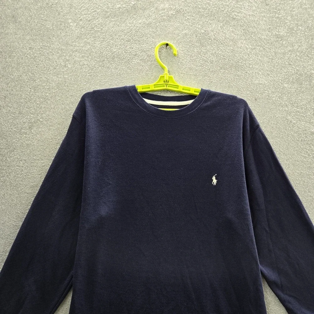 Polo Ralph Lauren Men Sleepwear L Blue Embroidered Pajama Top Waffle Knit